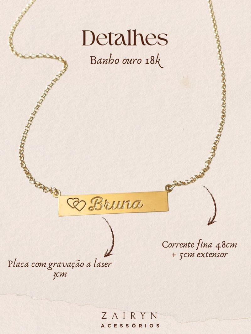 Colar Nome Plaquinha
