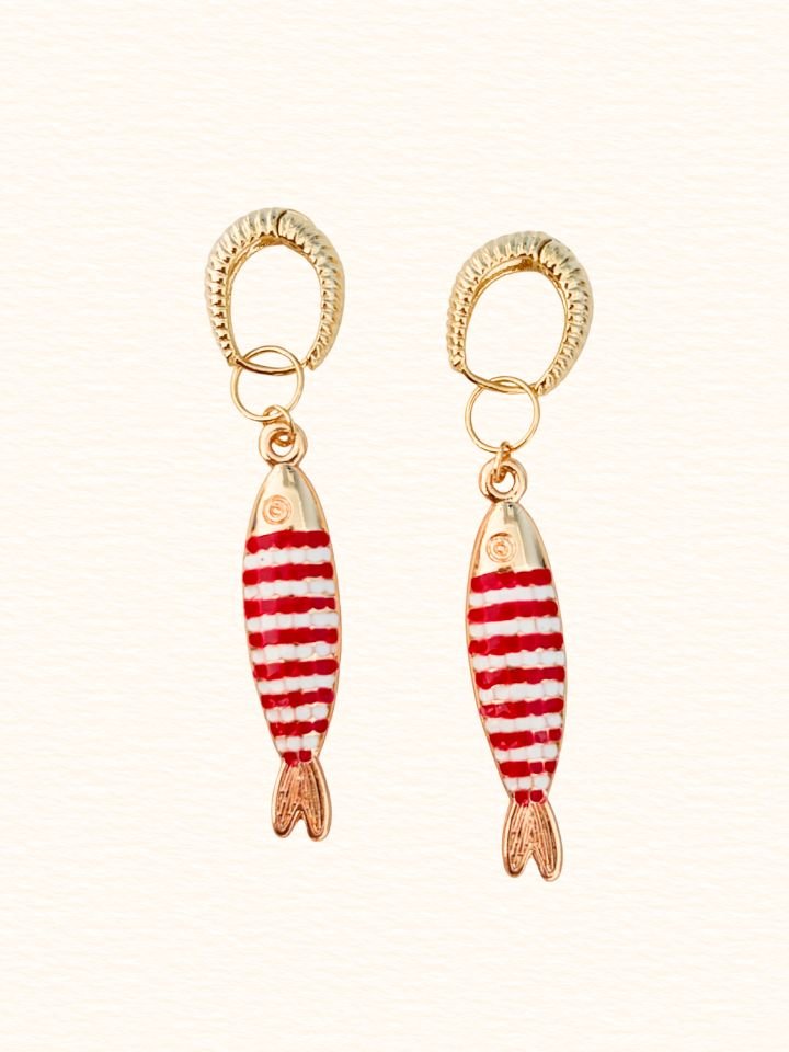 Brinco Peixe Listrado Ouro 18k